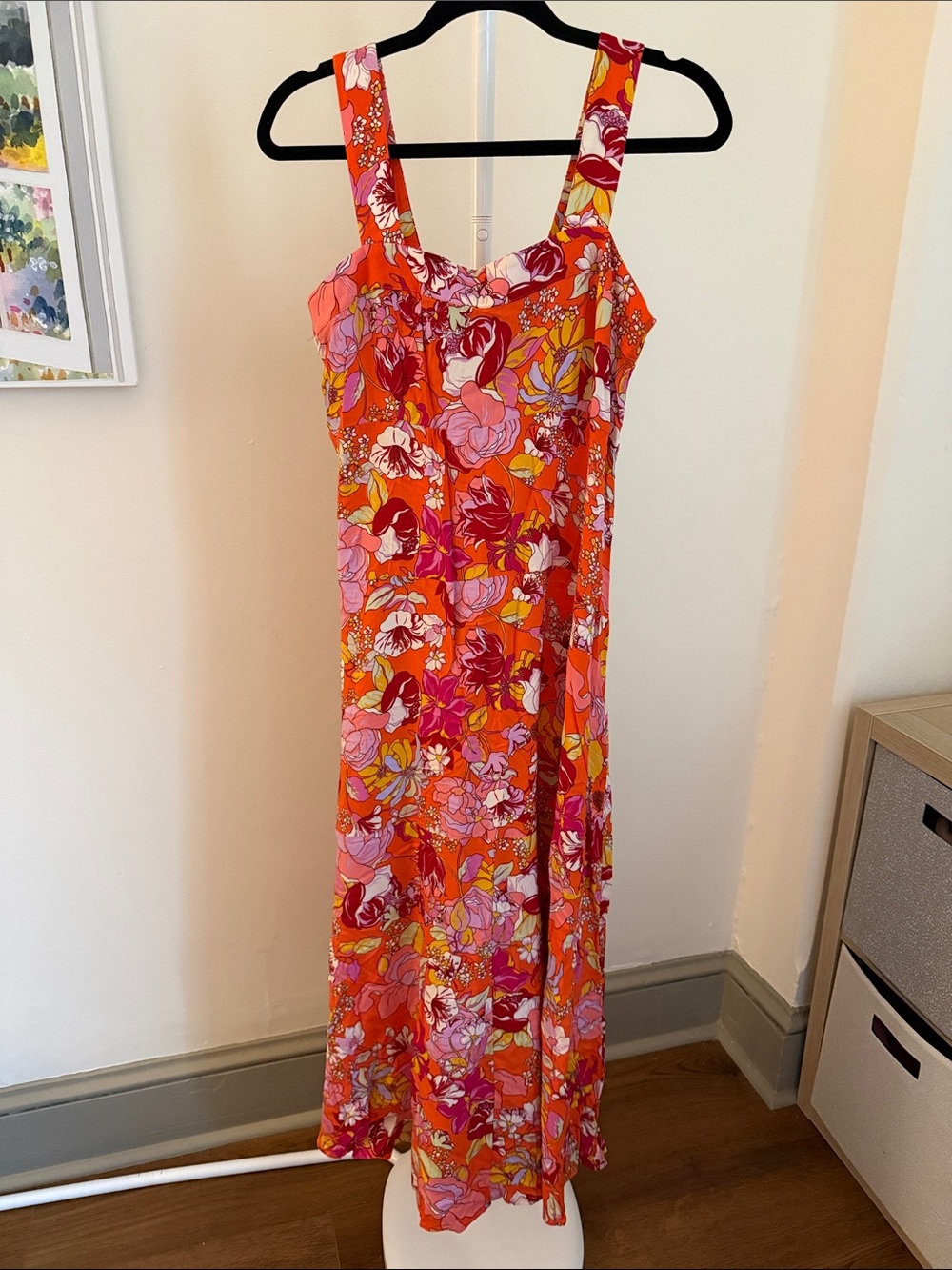 MSK Floral Maxi Dress in Orange, Pink and Red